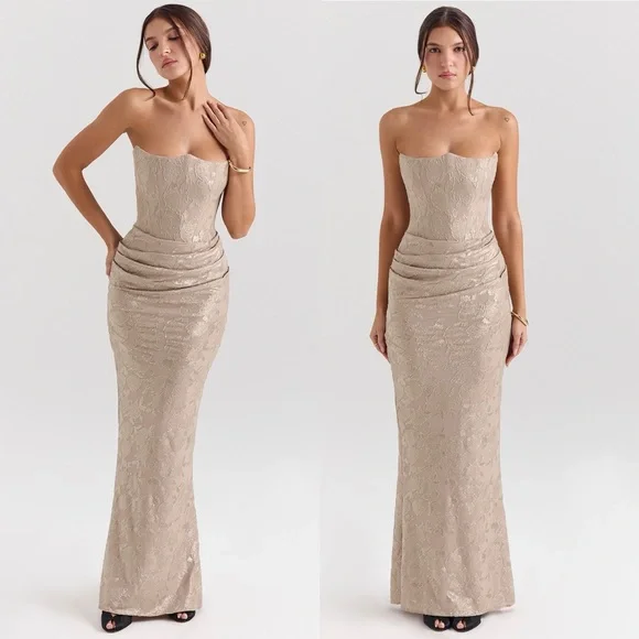 golden silk dress MONIQUE DRESS SUNSHINE – ARCINA ORI main image 1